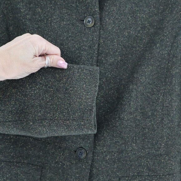 Caslon Silk Wool Overcoat Womens 8P Green Rich Auntie Core Quiet Luxury Academia - Picture 9 of 10